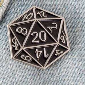 Dungeons & Dragons 20 Sided Die Dice Brooch